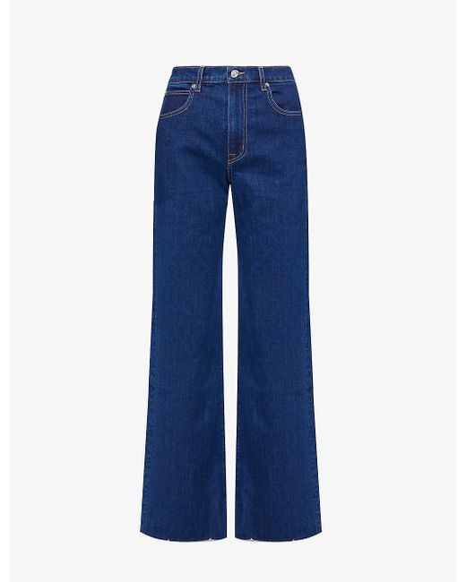 SLVRLAKE Denim Blue Grace Straight-leg High-rise Stretch-denim Jeans