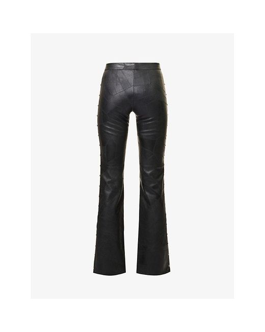 Reformation Black Vintage Sooki Slim-fit Faux-leather Trousers