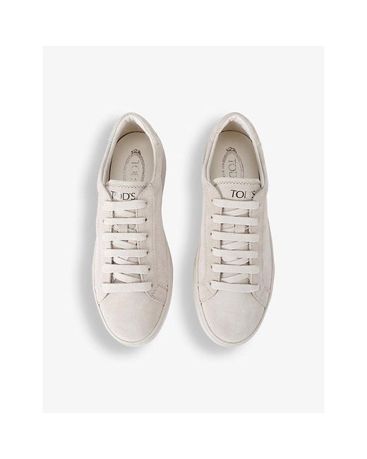 Tod's White Allacciata Cassetta Suede Low-Top Trainers for men