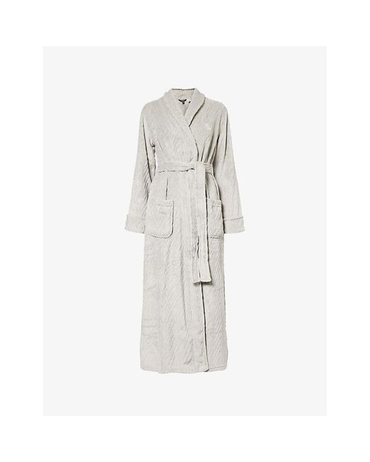 Lauren by Ralph Lauren White Relaxed-fit Logo-embroidered Recycled-polyester Robe