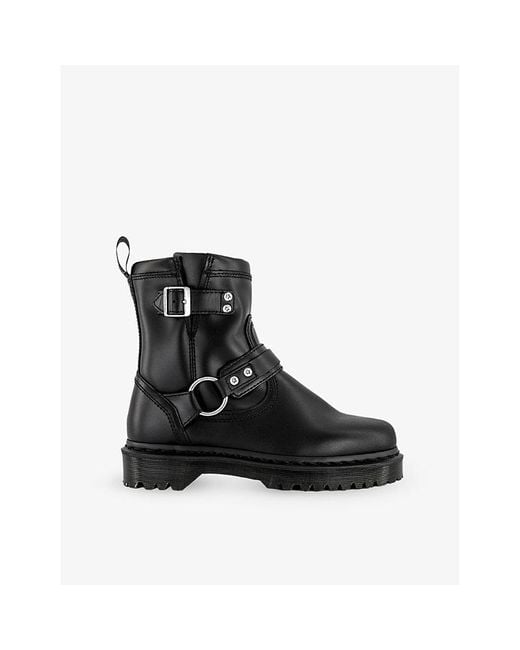 Dr. Martens Black Anistone Harness Leather Ankle Boots