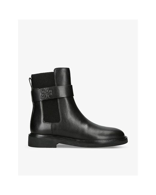 Tory Burch Black Double T Leather Chelsea Boots