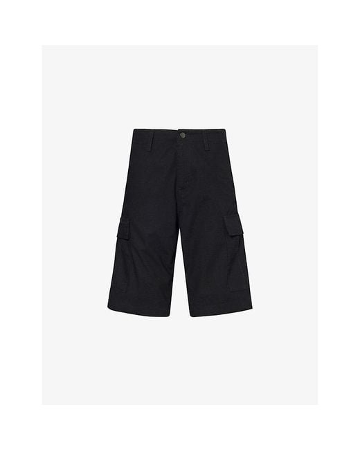 Carhartt Black Logo-patch Regular-fit Cotton Cargo Shorts for men