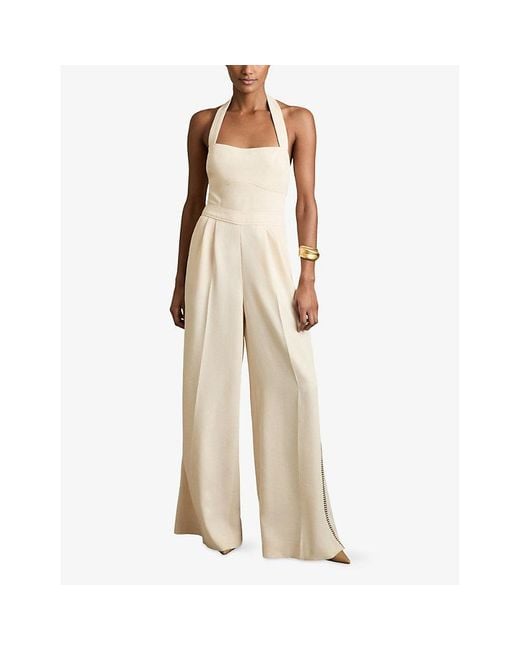 【海外限定】REISSジャンプスーツ☆Viola Halter Wide Leg Jumps Reiss Viola Embroidered Halterneck Wide-Leg Woven Jumpsuit