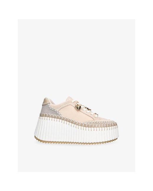 Chloé Natural Nama Logo-Charm Leather Trainers