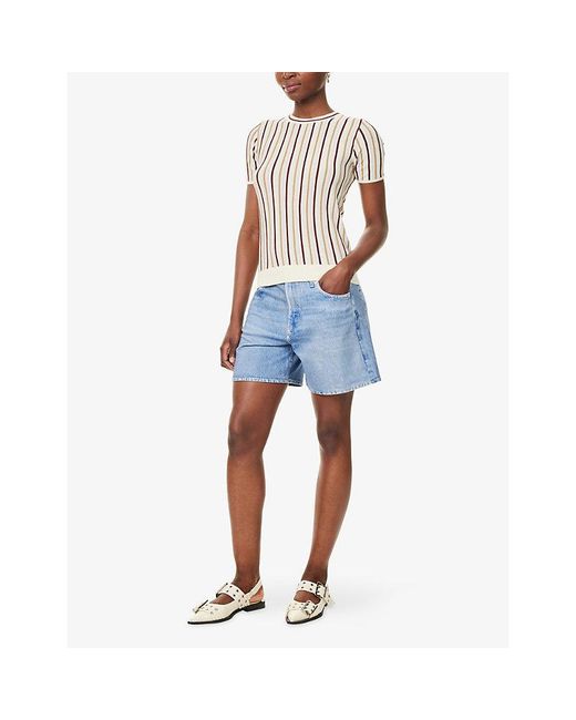 Rag & Bone Blue Miraamar Faded-Wash Denim Shorts