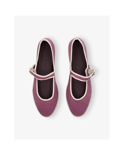 Flabelus Pink Ariadna Linen Mary Jane Flats