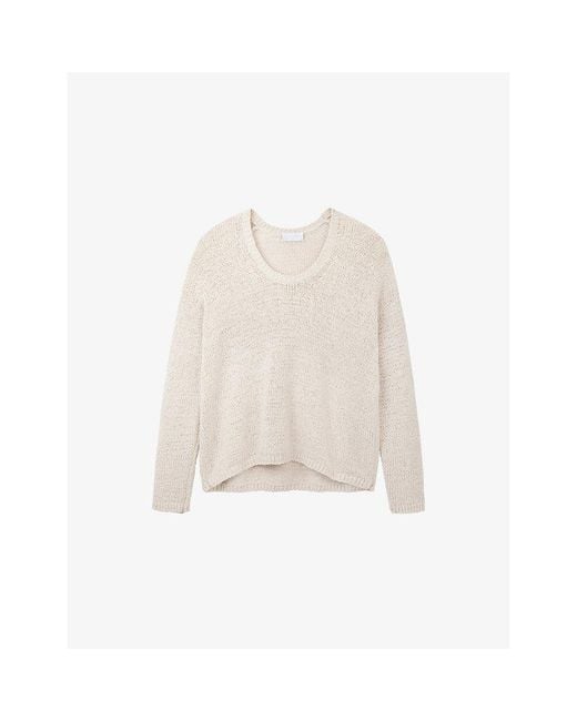 The White Company White Scoop-Neck Dropped-Shoulder Cotton Jumper