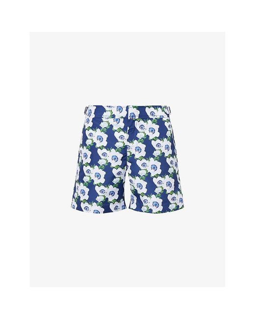 Orlebar Brown Blue Bulldog Floral Woven Swim Shorts for men