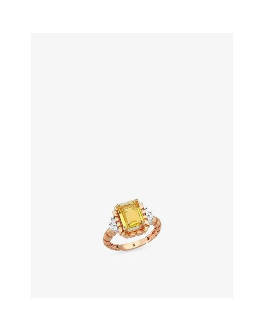 La Maison Du Couturier Metallic Selda 14Ct Rose- Citrine And Diamond Ring