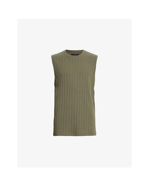 AllSaints Green Madison Ribbed Organic-cotton Blend Top for men