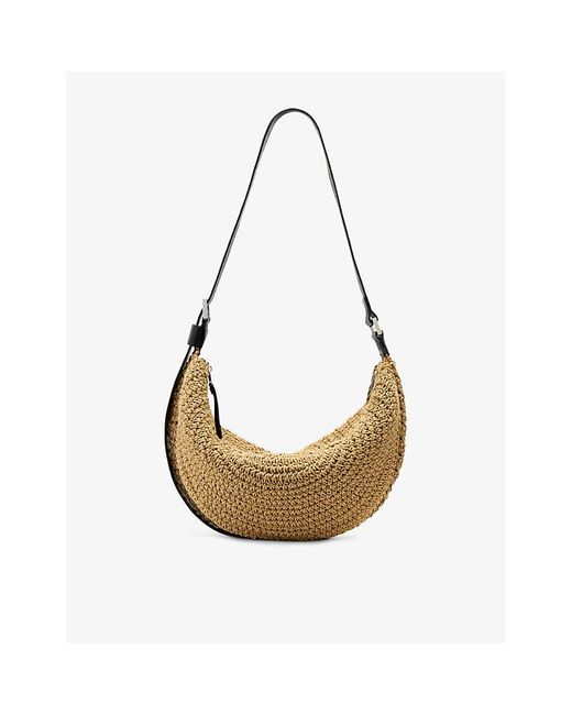 AllSaints Natural Half Moon Woven Shoulder Bag