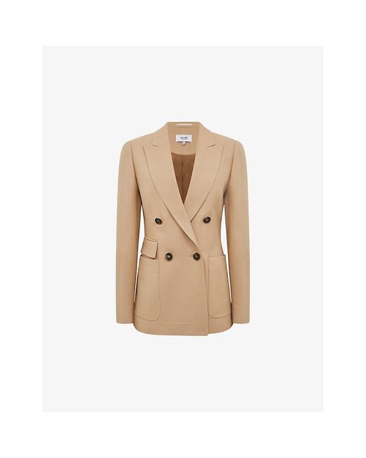 Reiss Natural Larsson Double-breasted Wool-blend Jacket