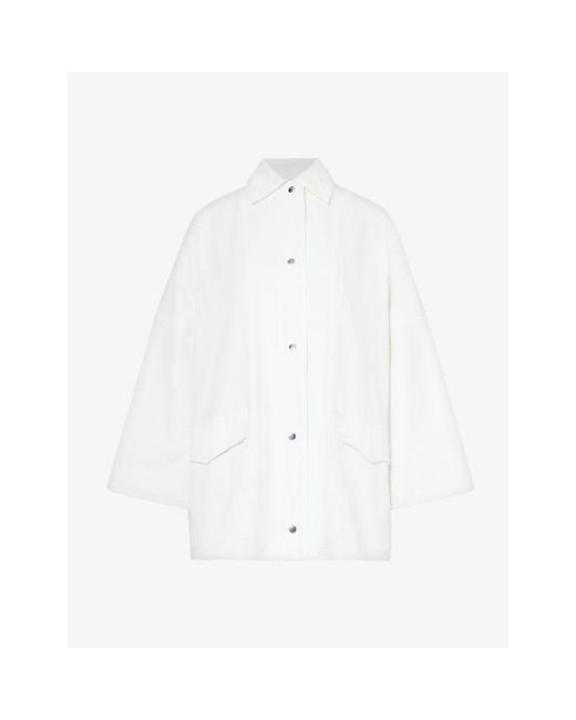 Totême  White Boxy-fit Collar Organic-cotton Overshirt