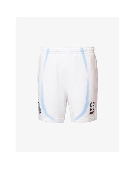 A Bathing Ape White Football Logo-Print Cotton-Jersey Sweat Shorts for men