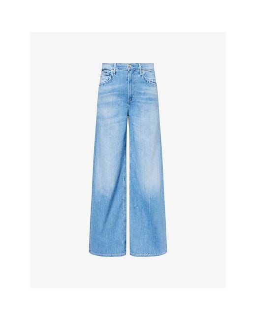 Citizens of Humanity Blue Lyra Long Wide-Leg Denim Jeans