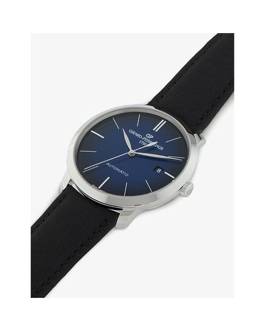 Girard-perregaux Blue 49555-11-434-bh6a 1966 Stainless Steel And Leather Watch for men