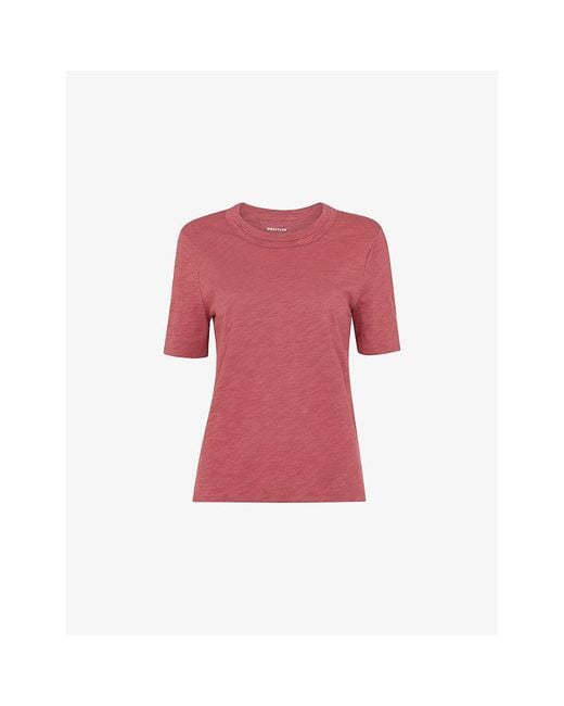 Whistles Red Rosa Double-Trim Regular-Fit Cotton T-Shirt