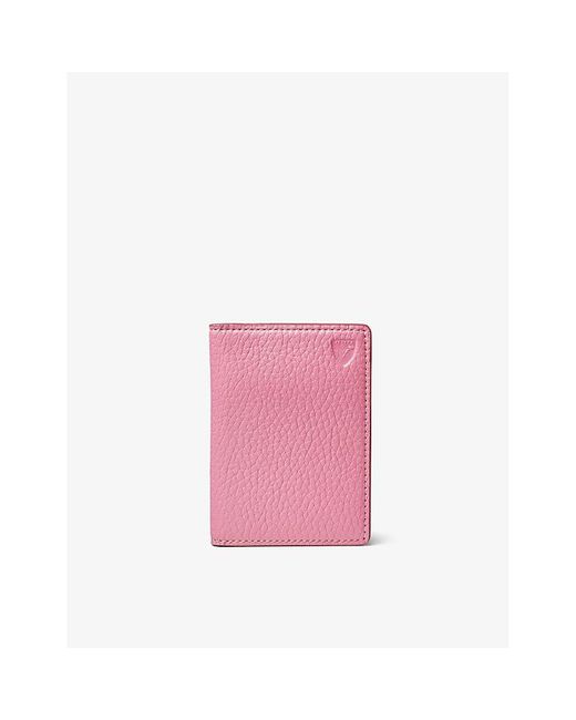 Aspinal Pink Double-folded Pebble Leather Credit-card Holder
