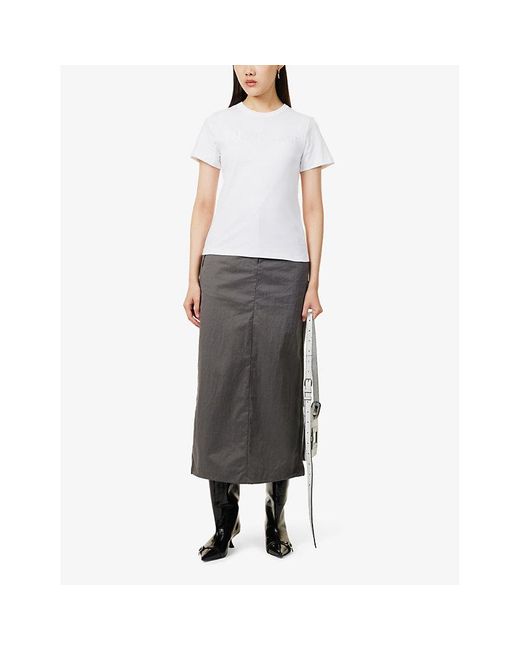 Holzweiler Gray Mandel Two-Slip-Pockets Woven-Blend Midi Skirt