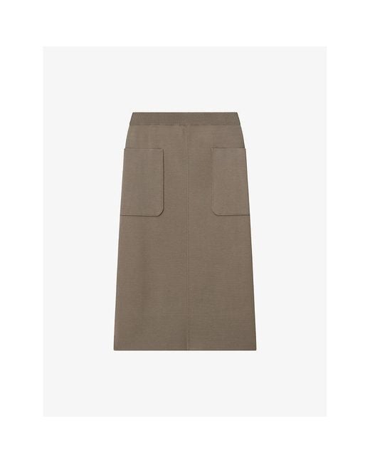 Joseph Brown Milano Knit Stretch Midi Skirt