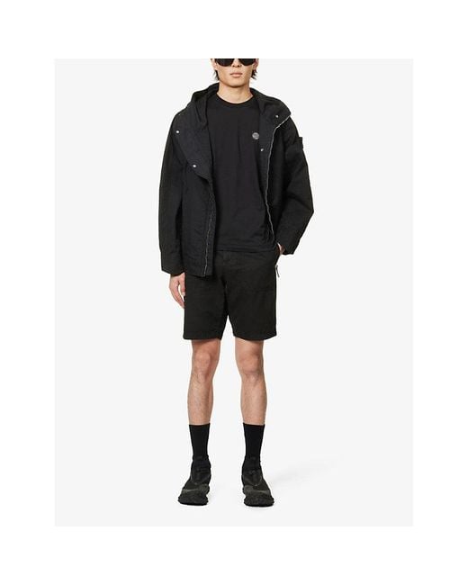 Stone Island Black Logo-Patch Regular-Fit Cotton-Jersey T-Shirt for men