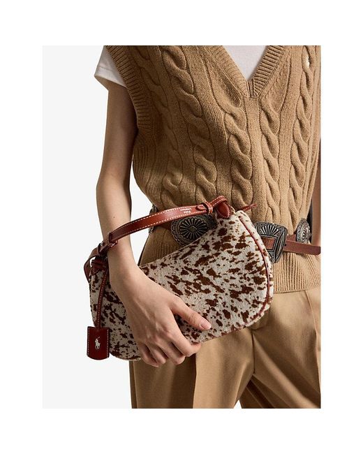Polo Ralph Lauren Multicolor Cow-Print Ponyhair Leather Shoulder Bag