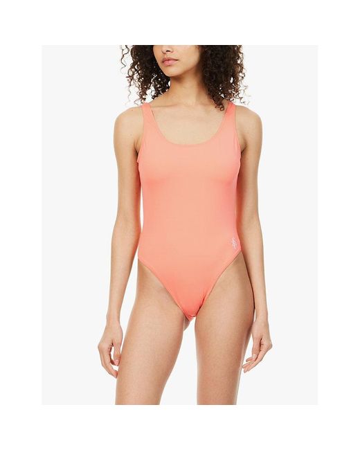 Sporty & Rich White Carla Scoop-Neck Swimsuit