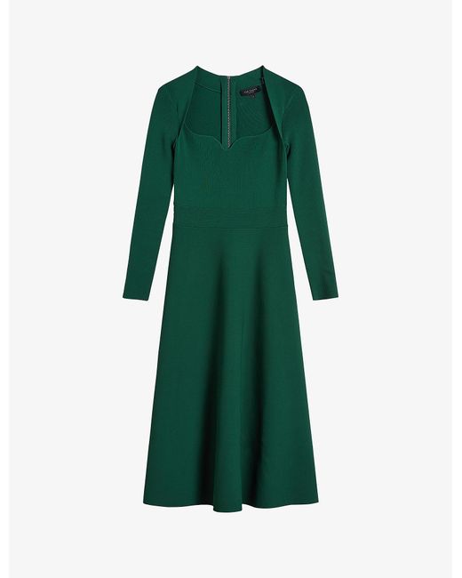Ted Baker Polliah Sweetheart-neckline Stretch-knit Mini Dress in Green ...