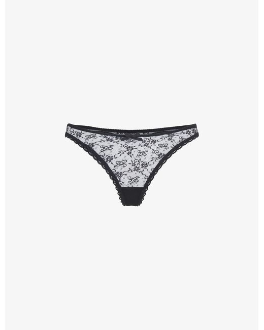 Agent Provocateur Malorey Floral-lace Thong in Black | Lyst Canada