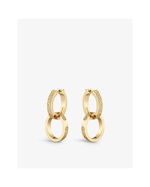 Cartier Metallic Love 18ct Yellow-gold And 0.13ct Diamond Hoop Earrings