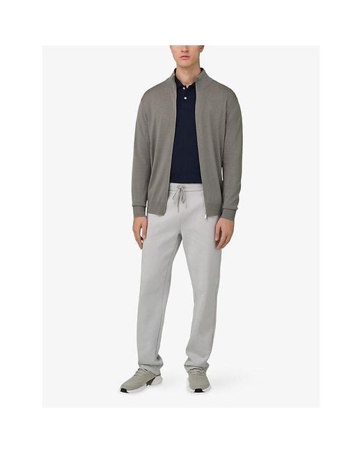 Boggi Gray Superfine Wool Knit Full-Zip Jumper for men