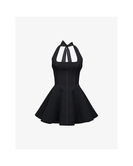 House Of Cb Black Loulette Halterneck Stretch-Crepe Mini Dress