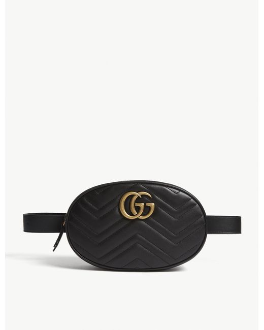 Gucci Black GG Marmont Matelasse Belt Bag 85