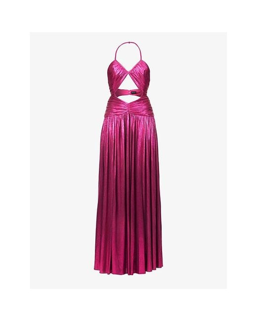 retroféte Purple Juliana Cut-out Stretch-woven Maxi Dress