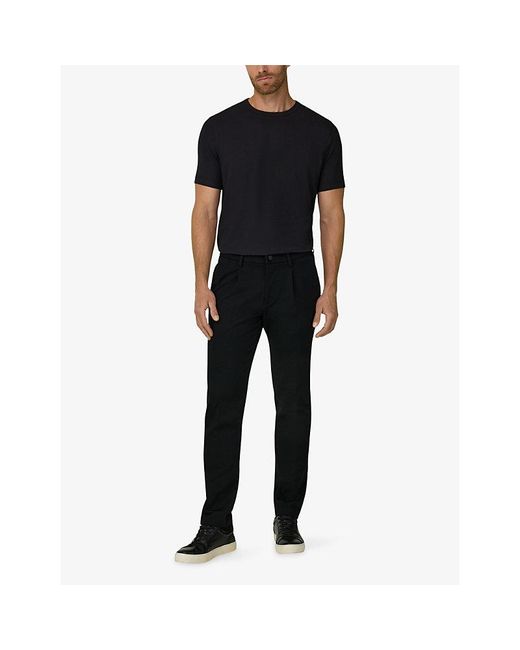 Boggi Black Crewneck Short-Sleeve Stretch Cotton-Blend T-Shirt for men