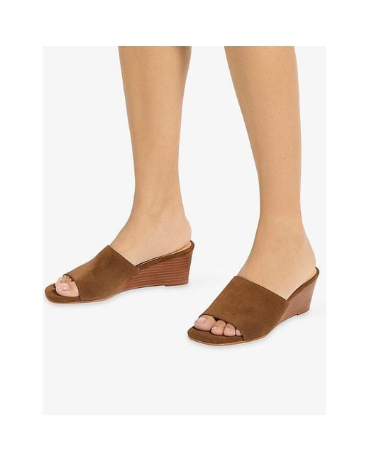Dune Brown Kaydee Suede Wedge Mules