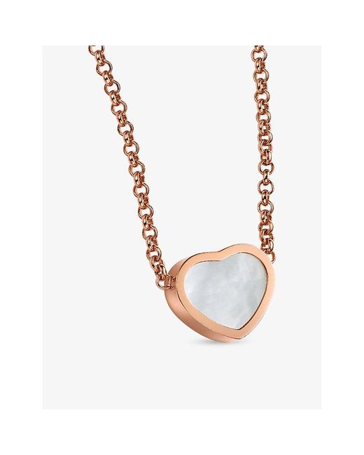 Chopard Metallic Happy Hearts 18Ct Rose- And Mother-Of-Pearl Pendant Necklace
