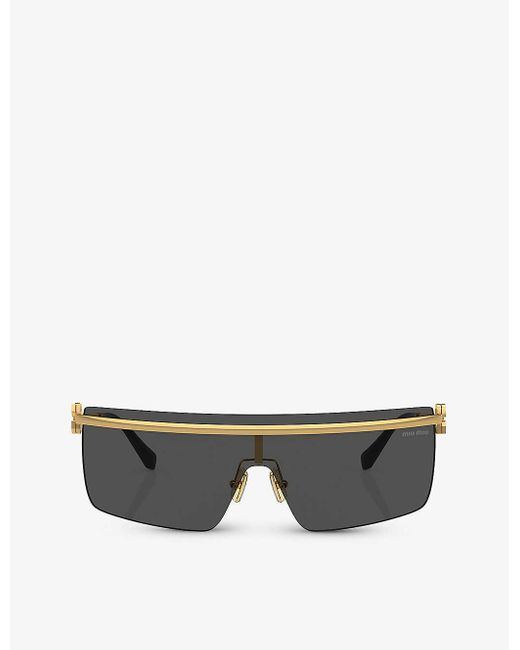 Miu Miu Gray Mu 50zs Irregular-frame Metal Sunglasses