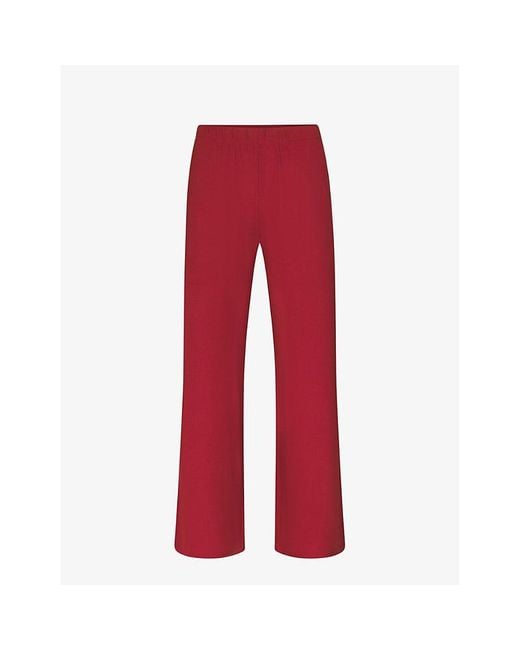 Skims Red Soft Lounge High-rise Wide-leg Stretch-jersey Trouser