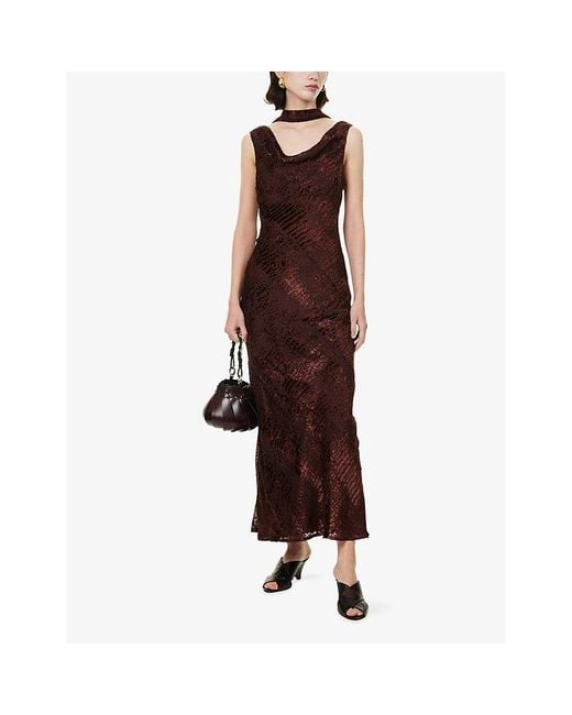 Pretty Lavish Purple Ainsley Cowl-Neck Woven Maxi Dress