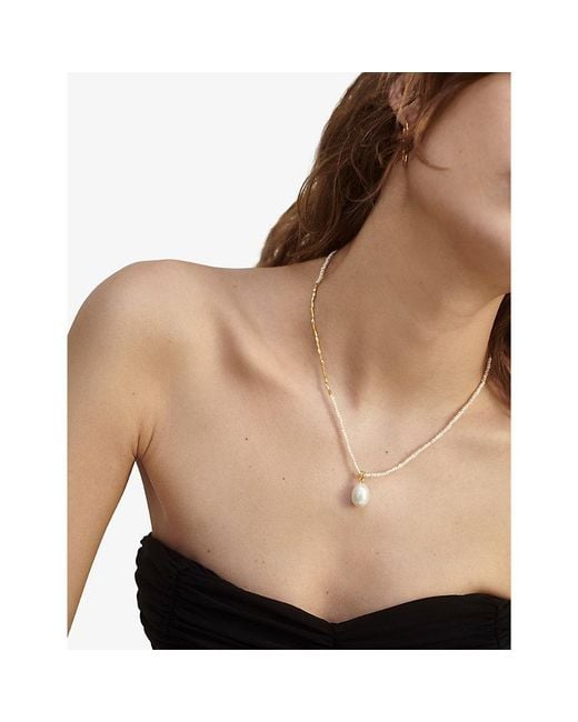 Monica Vinader White Fiji Bud Mini-Plated Sterling And Baroque Pearl Pendant