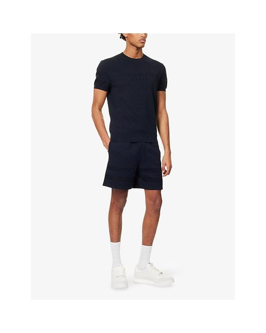 Givenchy Blue Sheer-Panel Logo-Embossed Knitted Shorts for men