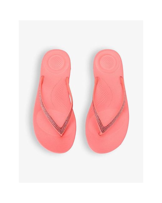 Fitflop Pink Iqushion Deluxe Ergonomic Leather Slides