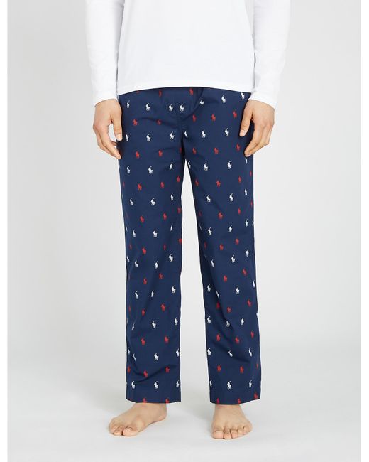 Polo Ralph Lauren Logo-print Cotton Pyjama Bottoms in Blue for Men | Lyst