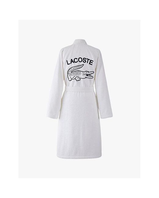 Lacoste White L Défilé Logo-Embroidered Cotton Bathrobe