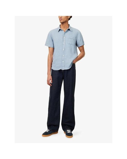 Citizens of Humanity Blue Cairo Short-Sleeve Linen Shirt for men