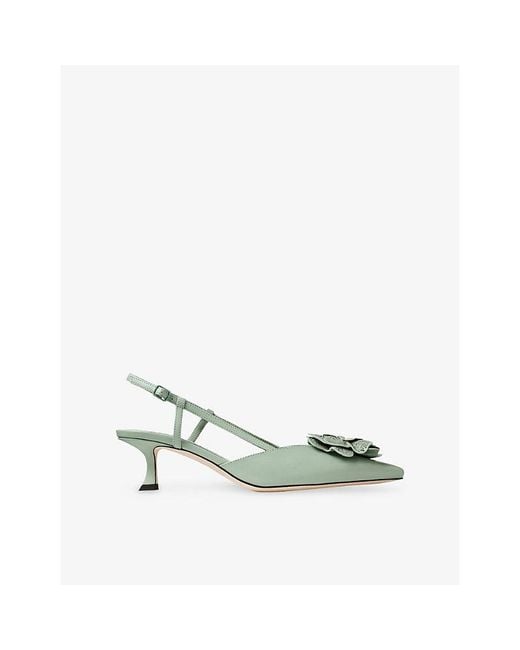 Jimmy Choo White Mimmi 50 Sling-Back Leather Heeled Courts