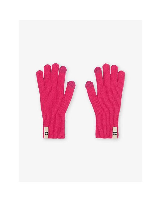 Sweaty Betty Pink Soft Cloud Knitted Wool-Blend Gloves