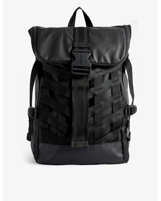 Hunter Black Explorer Panelled Woven Backpack